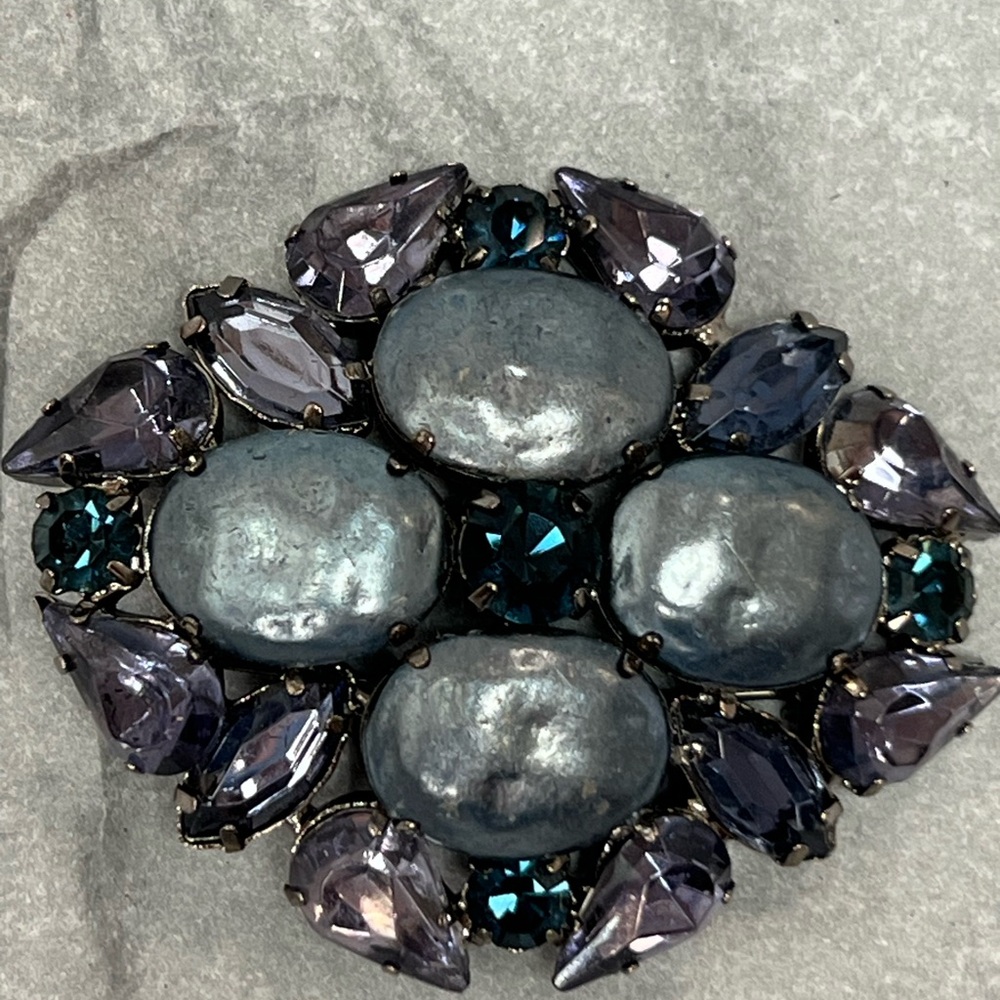 Elegant Blue and Purple Brooch